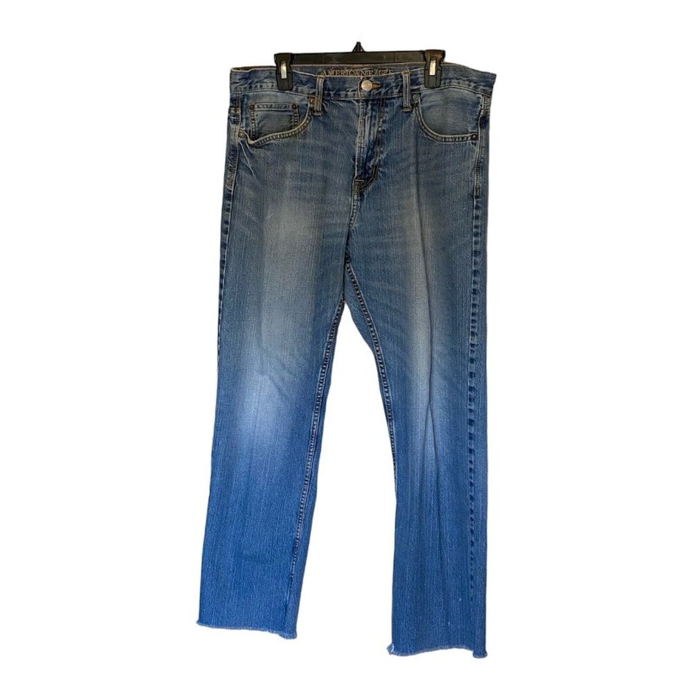American Eagle Jeans Men's Tag 36x34 Light Wash Relaxed Straight Measure 38x31